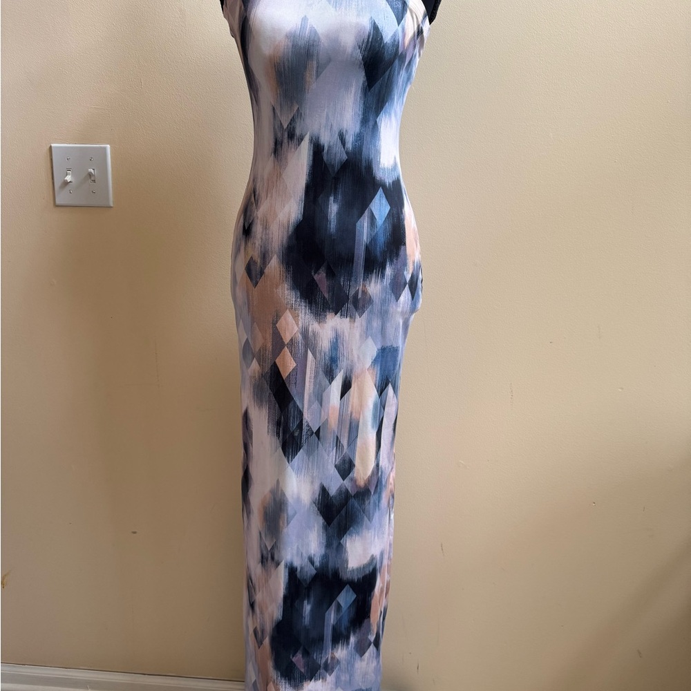 Lush Black and White Bodycon Maxi Dress with Spaghetti Straps